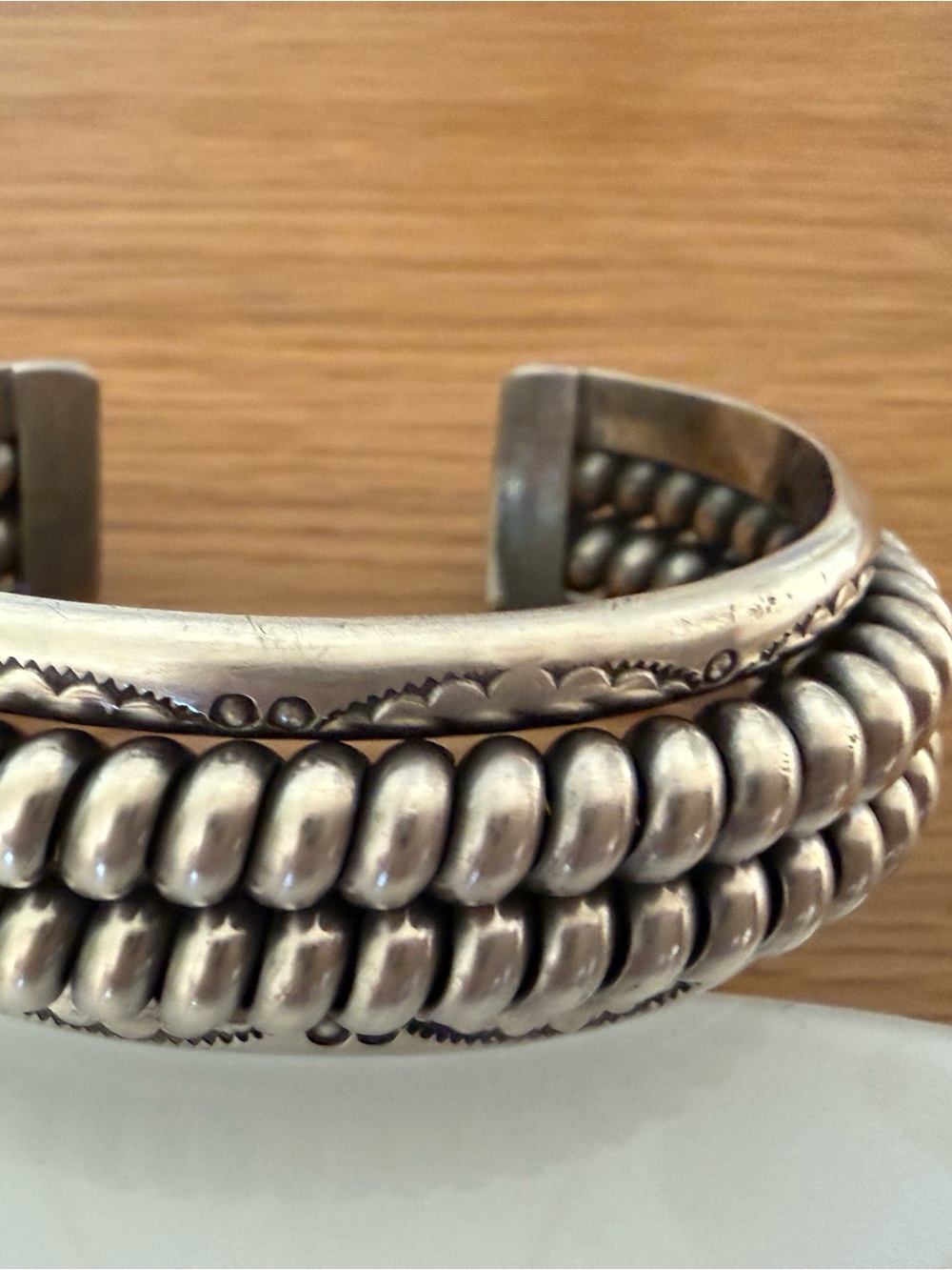 Sterling Silver Rope-Detail Cuff Bracelet - Silver